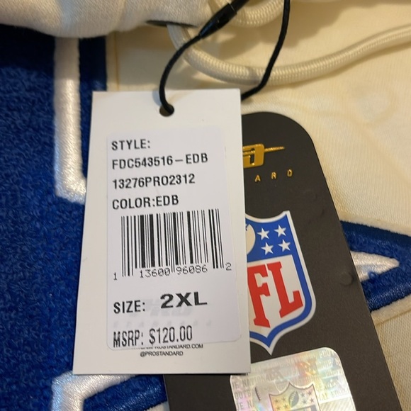 NFL DALLAS COWBOYS RETRO CLASSIC MEN’S PULLOVER HOODIE WHITE WITH BLUE - 2XL - Picture 8 of 11